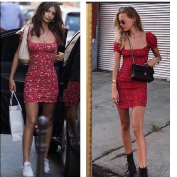 Rat & Boa Red Bambi Bustier Button Down Floral Peasant Prairie  Dress - Picture 3 of 5